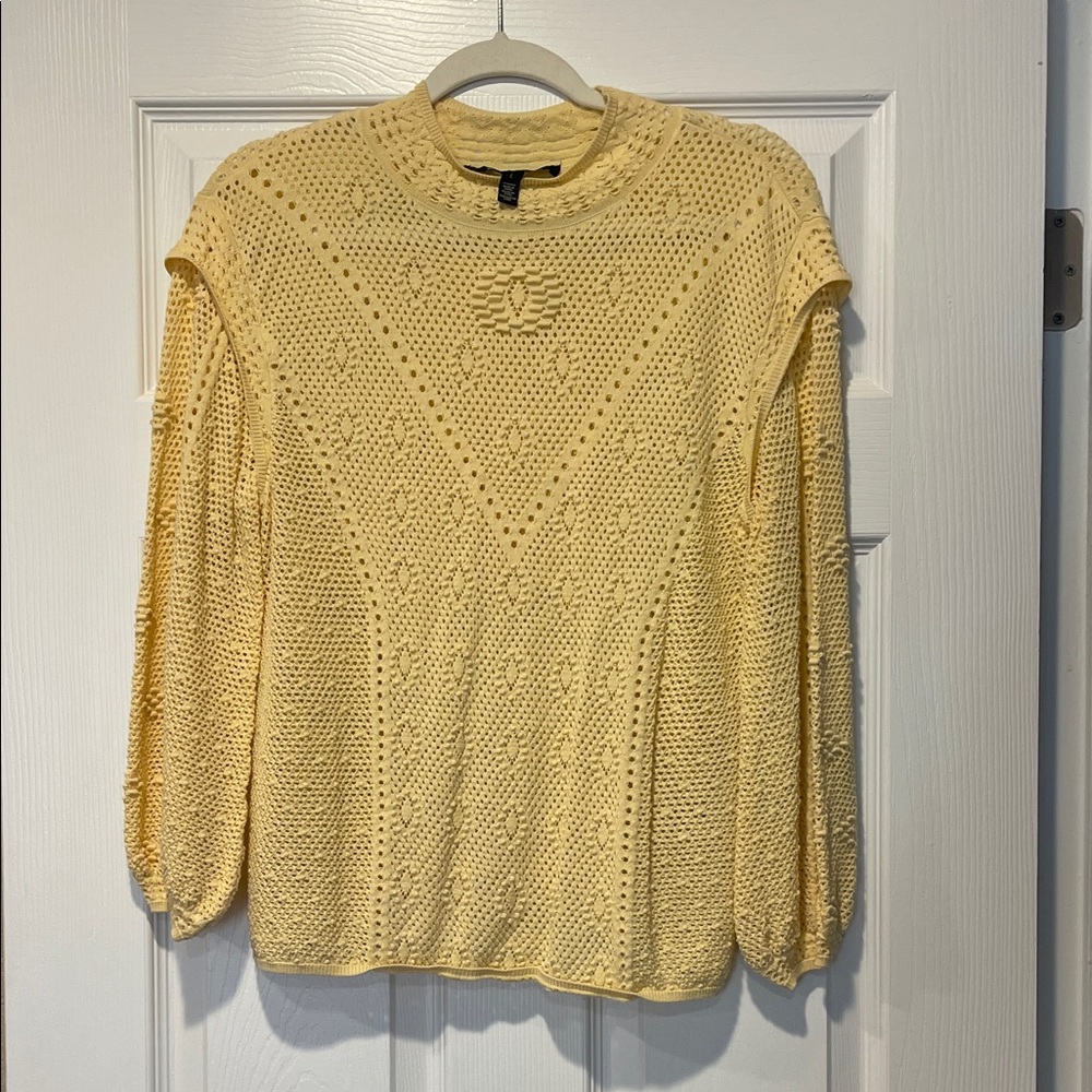 White House Black Market Light Yellow Knit Top